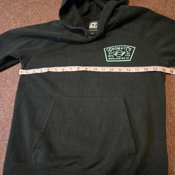 Boy's Small Grom And Co Hoodie In Black And Teal Skateboard Streetware - Picture 5 of 9
